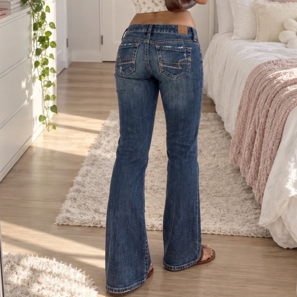 American Eagle Y2K Vtg Favorite Boyfriend Jeans 4 Reg Distressed Low Rise C3
